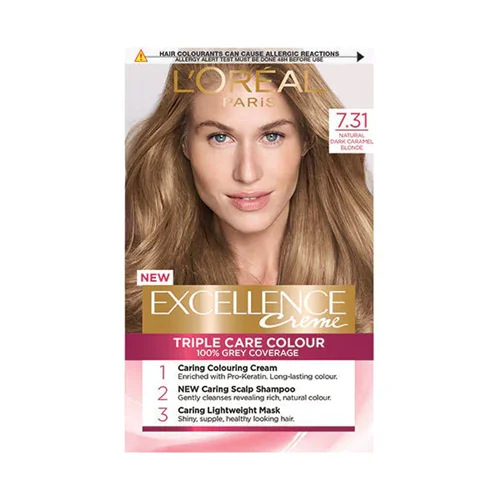 کیت رنگ مو لورآل مدل Excellence شماره 7.31 - بلوند با انعکاس طلایی